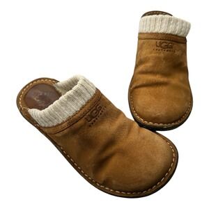 UGG Australia Suede Knit Collar Clogs Comfort Slip‎ On Shoes